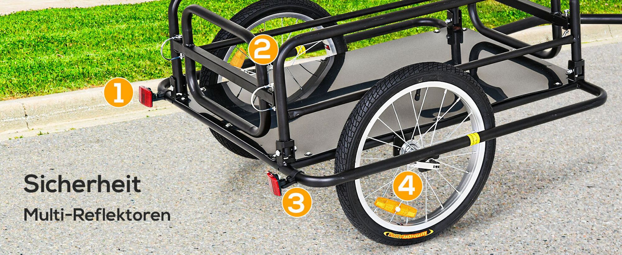 HOMCOM Fahrradanhänger Lastenanhänger für Fahrrad 40kg Belastbarkeit