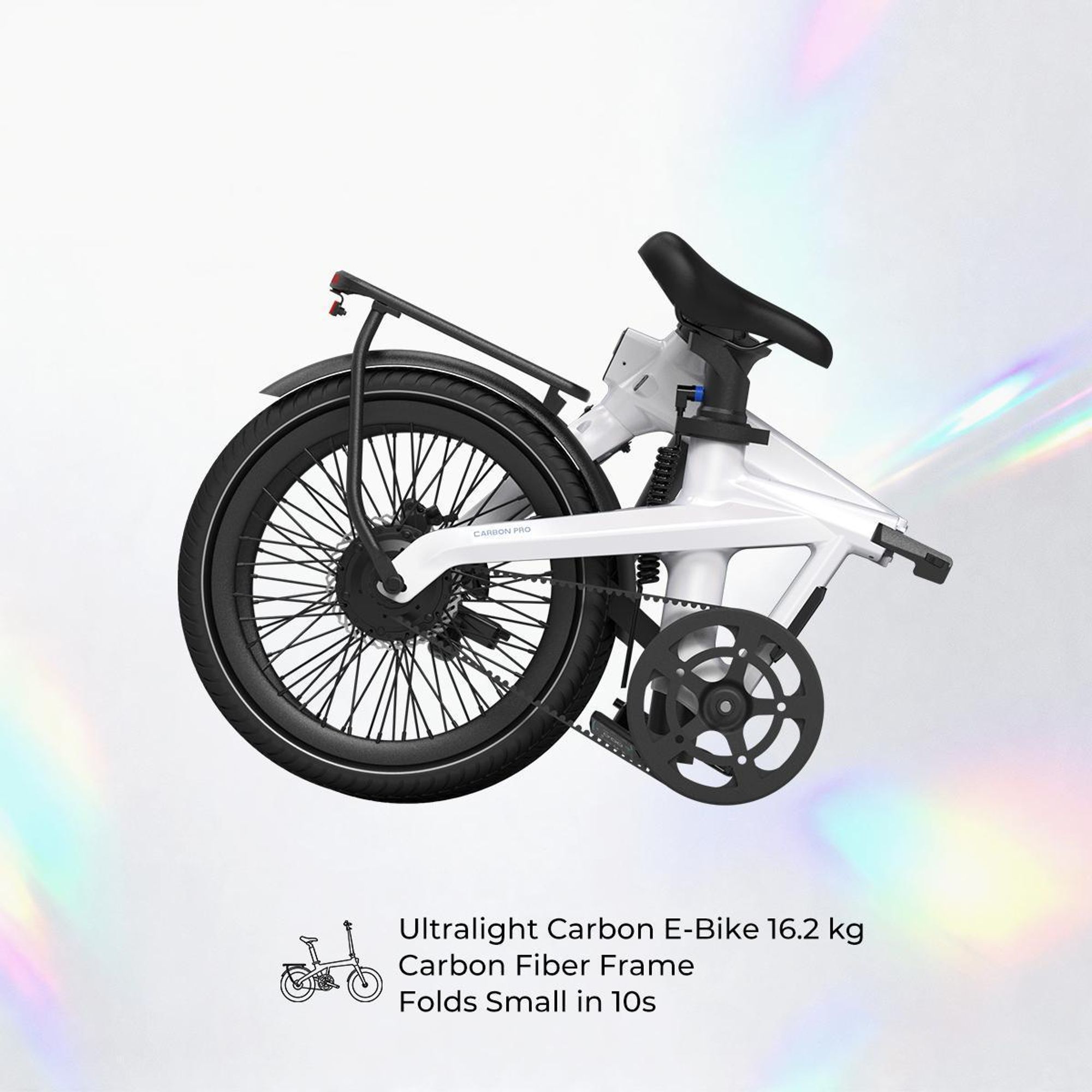 Rower elektryczny ADO E-Bike Air Carbon Pro, rower elektryczny dla kobiet/mężczyzn, rower składany, napęd pasowy, wyświetlacz IPS LCD, aplikacja ADO + NFC, silnik BAFANG