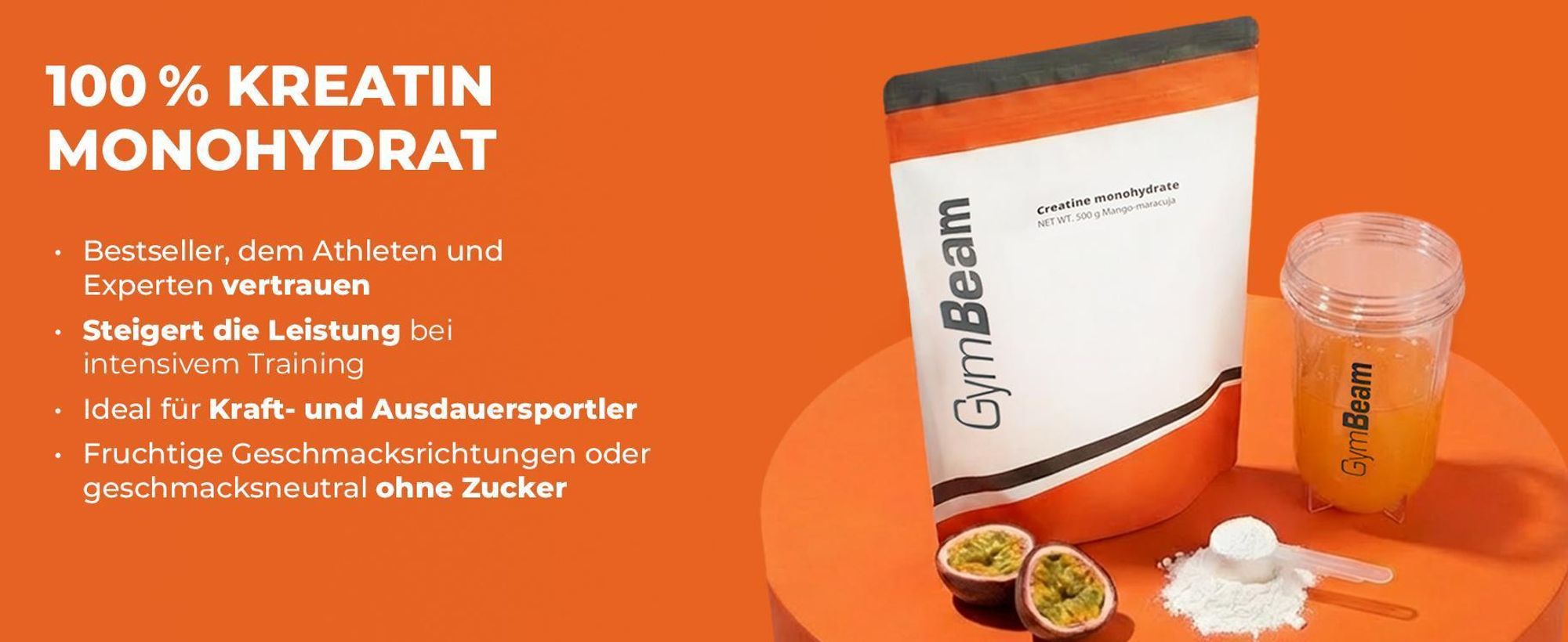 GymBeam - 100% Kreatinmonohydrat, 250 g, ohne Geschmack