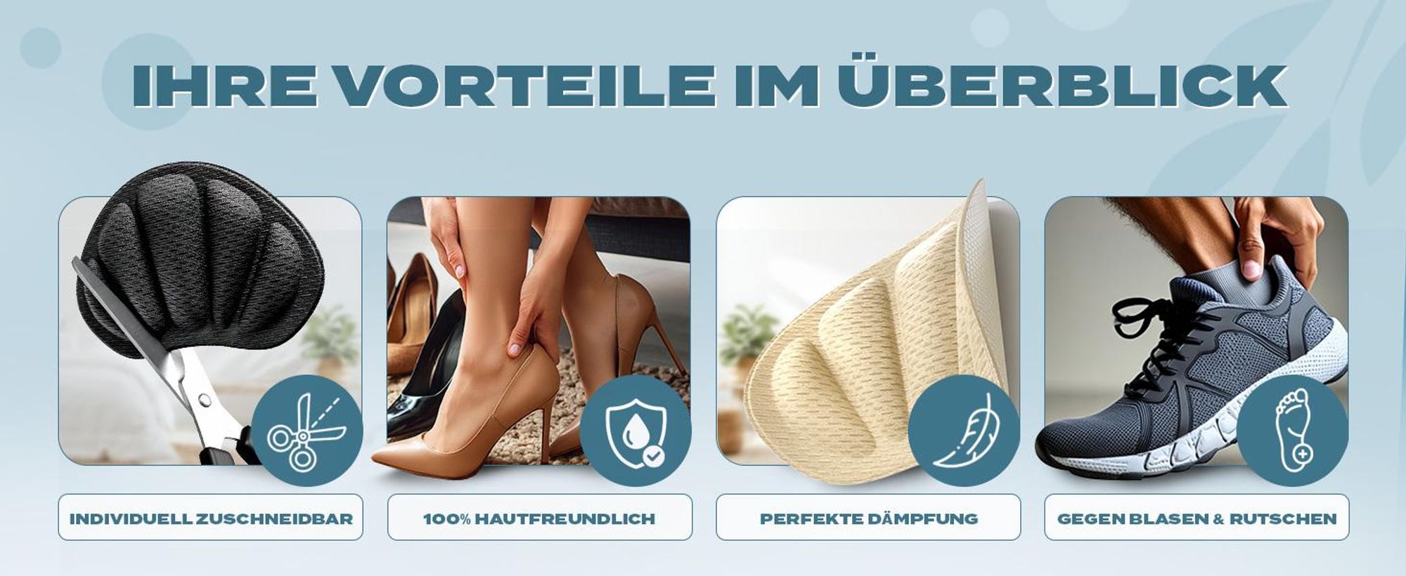EDELFELD – Unsichtbare Fersenpolster gegen Rutschen & Blasen [3 Paar] – Atmungsaktiver Fersenschutz aus Memory Foam – Schuheinlagen als Fersenhalter