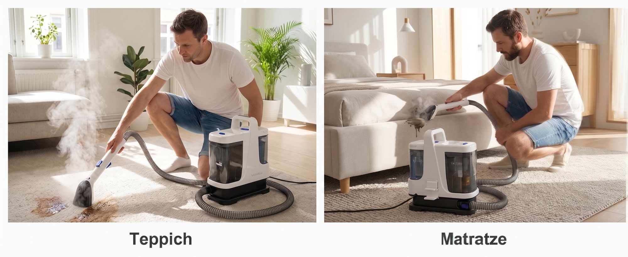 Lubluelu V9 Polsterreinigungsgerät Waschsauger mit Dampffunktion, 60 °C Warmwasser, 16500Pa, 1250W Nasssauger für Sofa Auto Teppiche Selbstreinigung