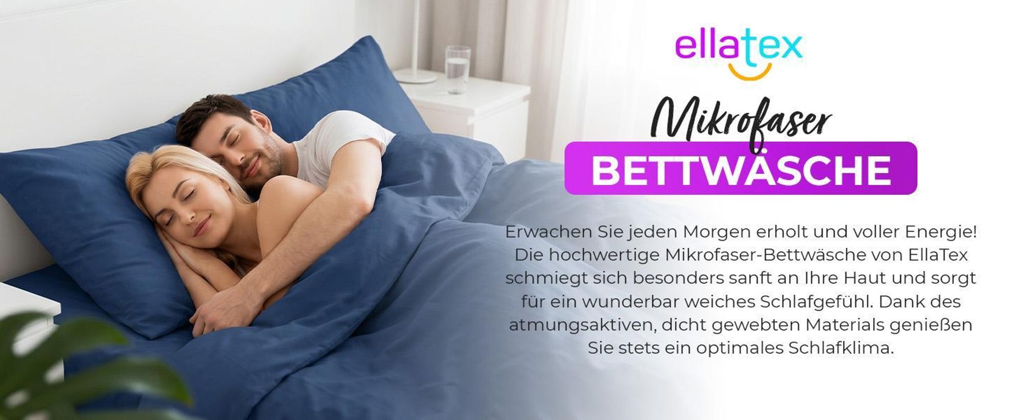 EllaTex Premium Mikrofaser Bettwäsche 155x200 + 80x80 cm – atmungsaktive Bettwäschegarnitur, Farbe: Jeans