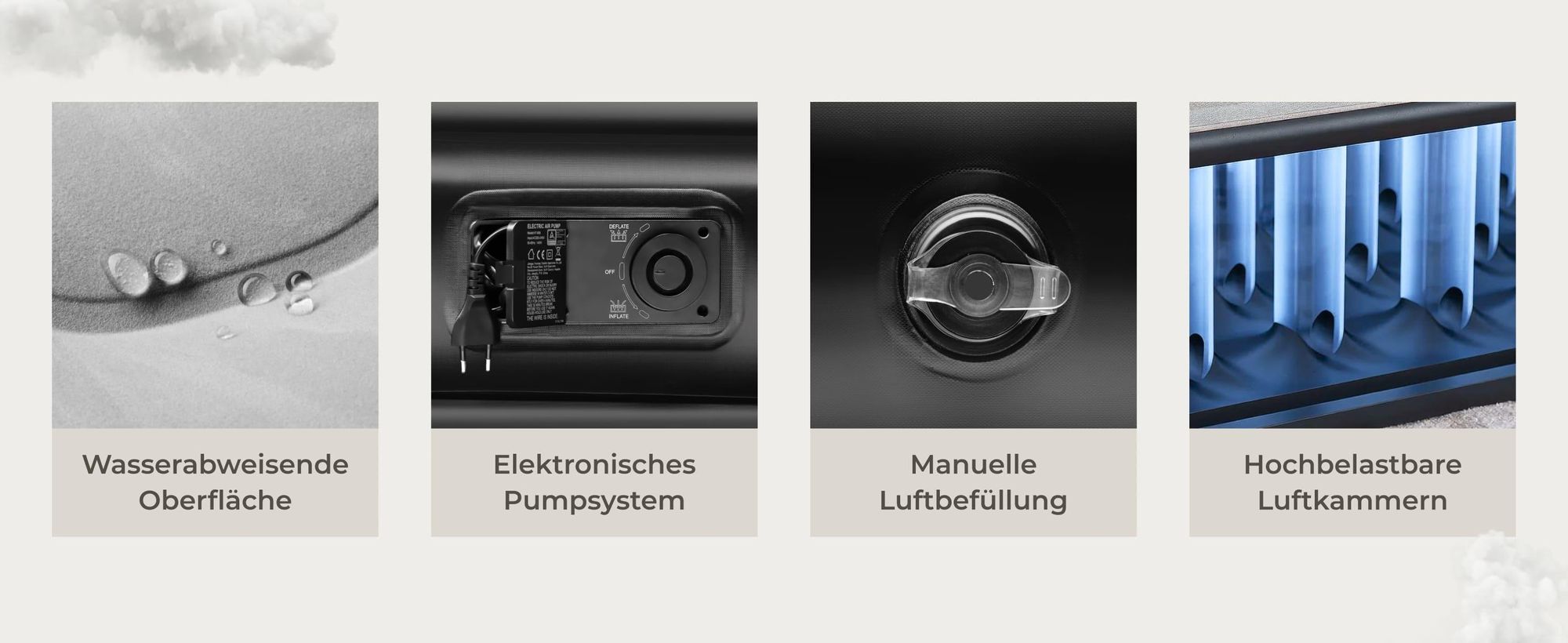 tectake® Aufblasbare Matratze AirDreams für 1 oder 2 Personen inkl. manuellem Ventil und Tragebeutel