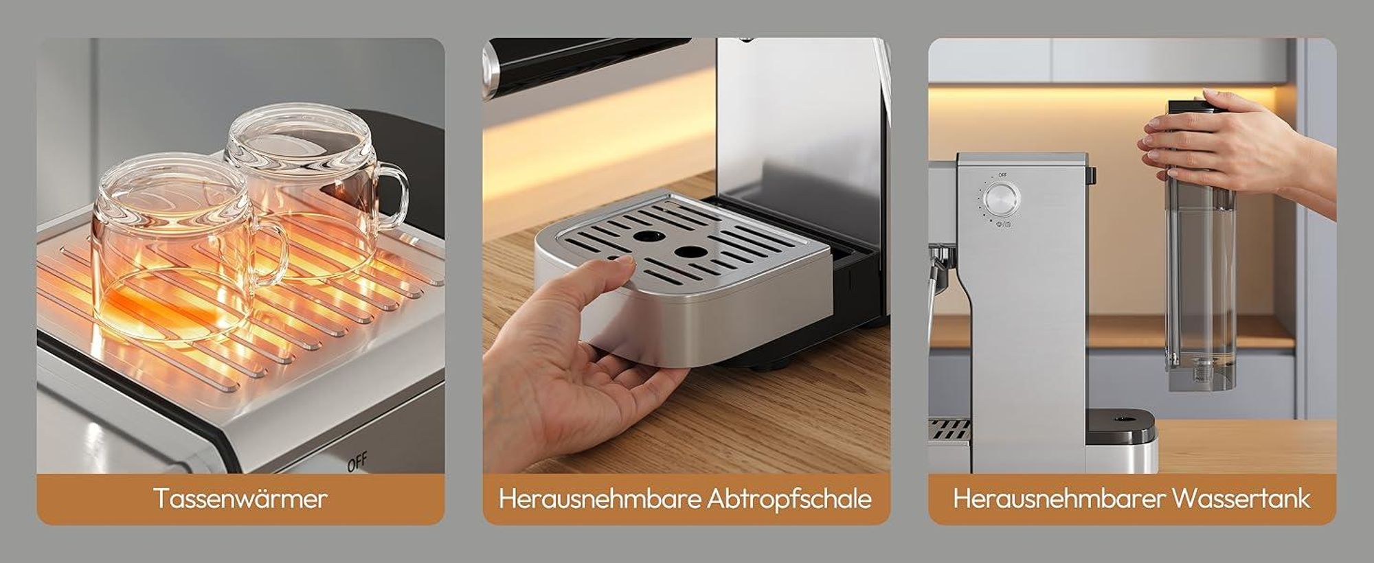 LLIVEKIT Siebträgermaschine, 20 Bar Espressomaschine mit Milchaufschäumer, Edelstahl