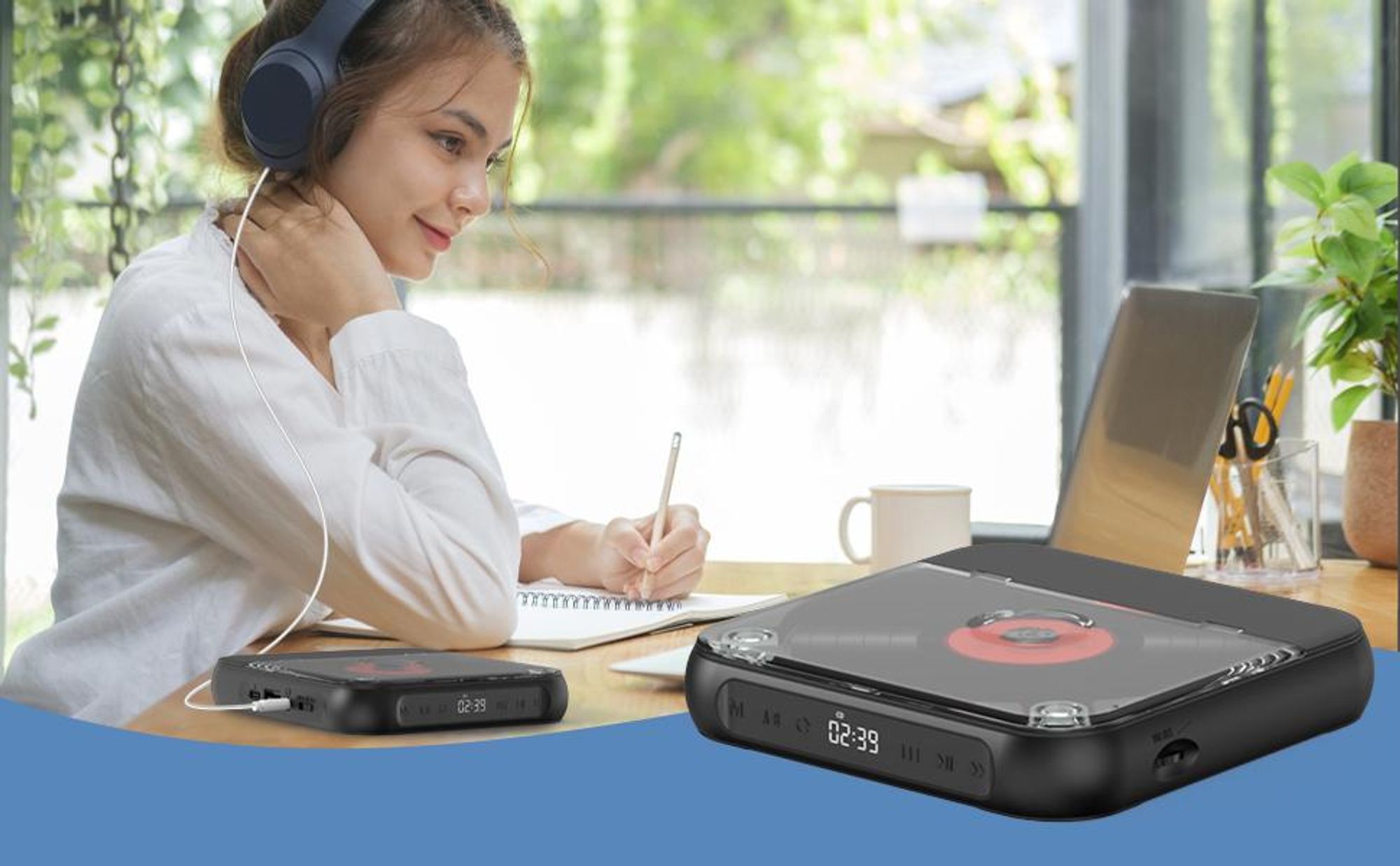 ZELURXX Tragbarer Bluetooth CD-Player mit USB-C Schnellladung – Ultraflach & Kompakt – Unterstützt MP3/WMA – Perfekt für unterwegs & Zuhause – Lila