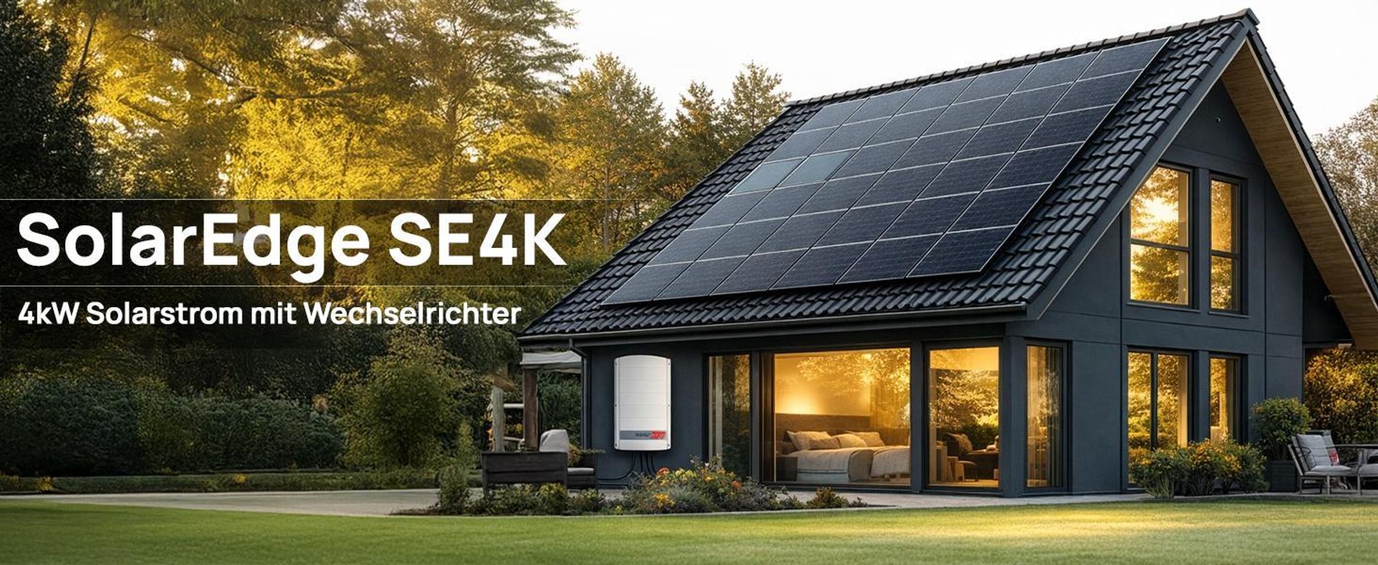 SUNNIVA® 4.0 kW Solaranlage, 8x 500 W Solarmodule Fullblack Bifacial, Wechselrichter SolarEdge SE4K (3-phasig)