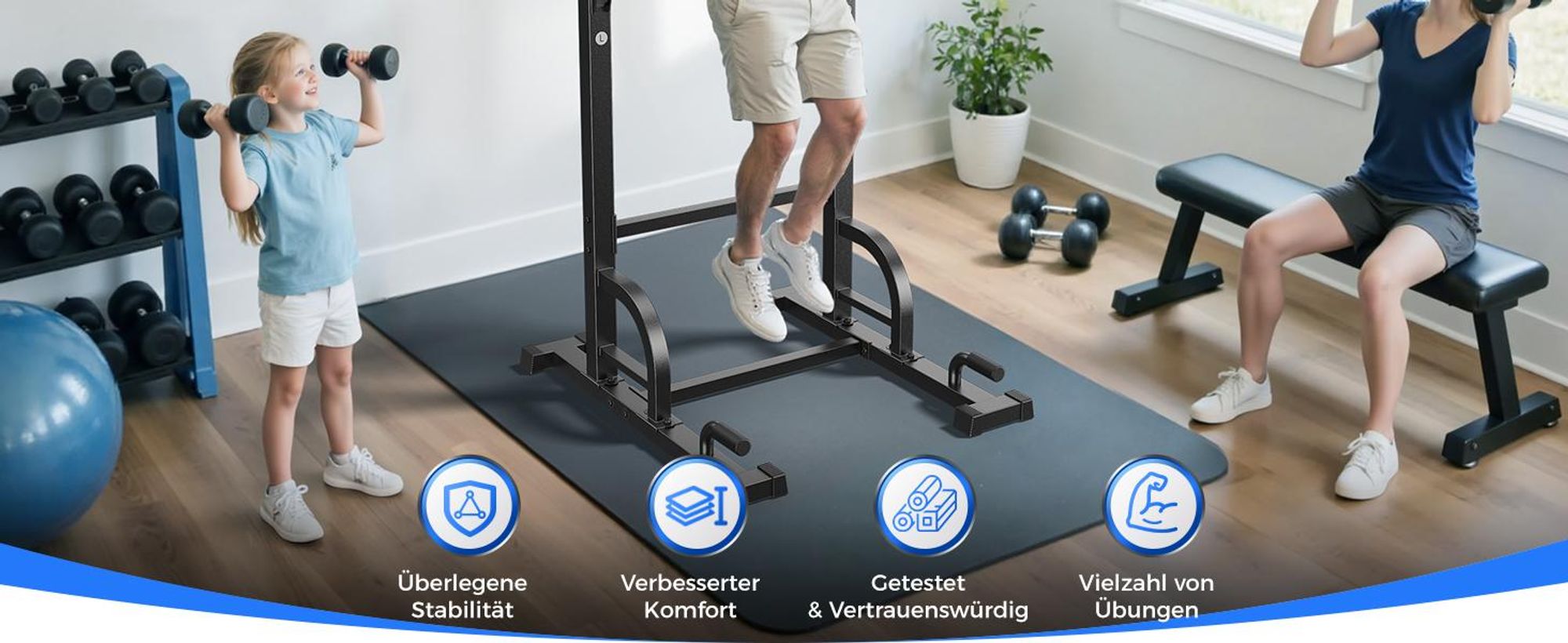Sportsroyals Power Tower, Dip-Station, Klimmzugstange für das Krafttrainingsgerät im Heim-Fitnessstudio, 204 kg