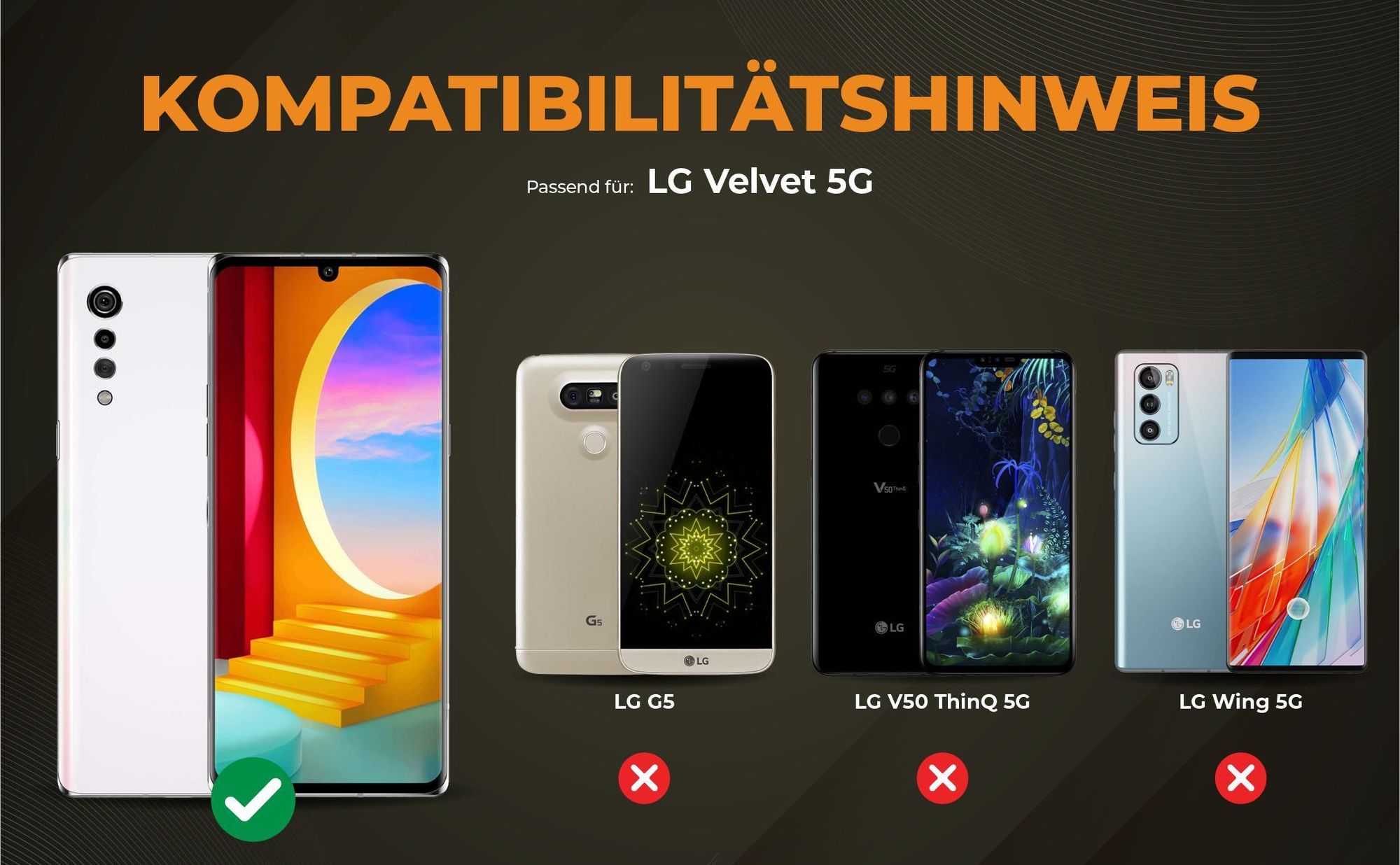 Kompatibilitätshinweise Hülle für LG Velvet 5G