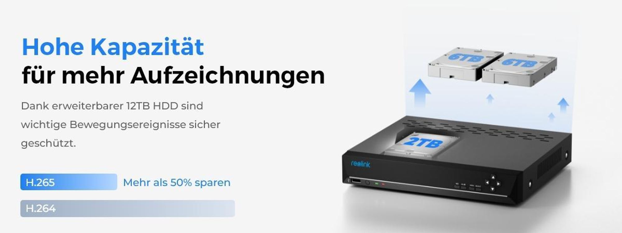 Reolink RLK8-800B6, 8CH 2TB HDD NVR & 6X 4K 8MP PoE Überwachungskamera Set Aussen, Intelligente Erkennung, 24/7 Videoüberwachung, Nachtsicht