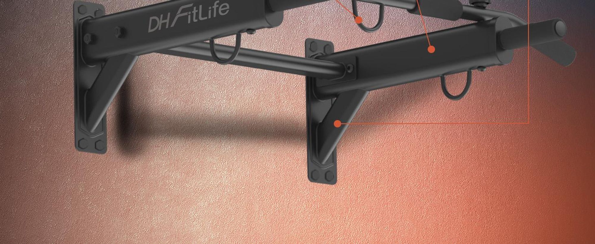 DH FitLife 4in1 Klimmzugstange zur Wandmontage, bis 200 kg für Zuhause | 6 rutschfeste Griffe | 3 Ösen für Boxsack & Schlingentrainer, Stabil & Sicher