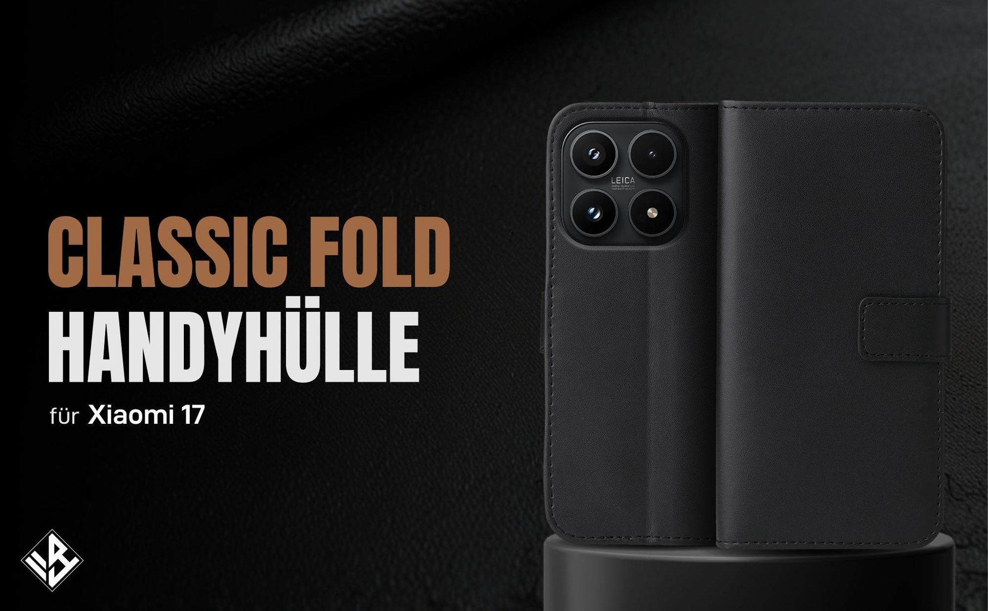 Schwarze Klapphülle für Xiaomi 17 mit Wallet-Funktion