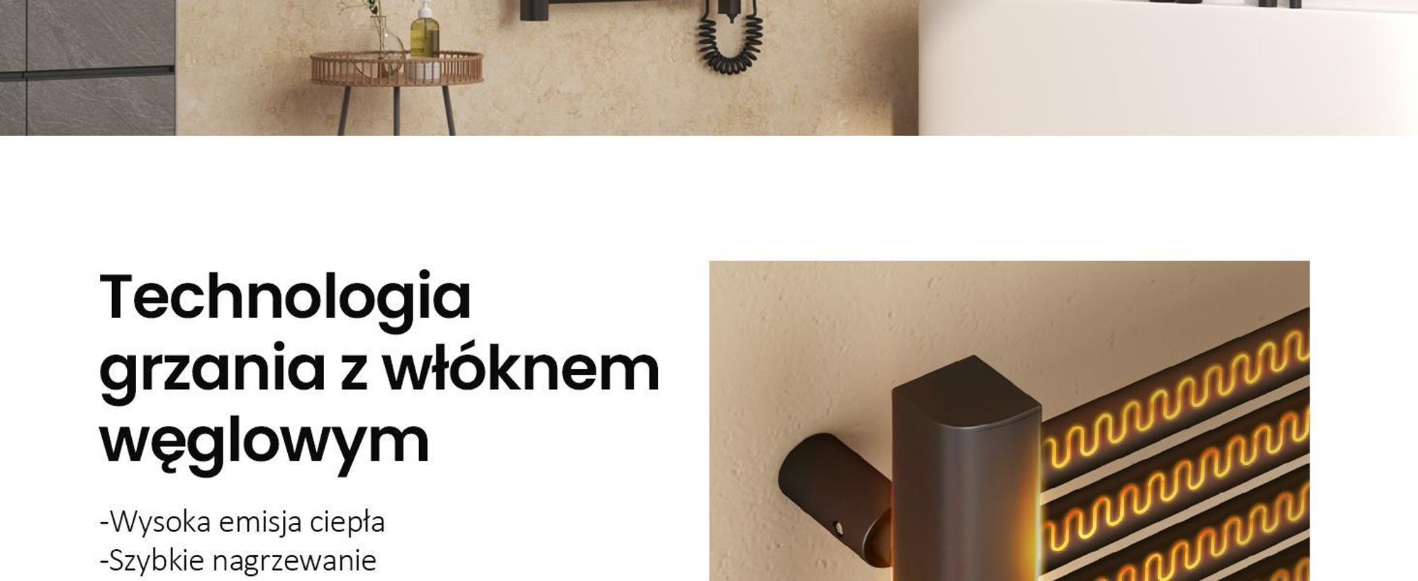 EMKE Grzejnik łazienkowy elektryczny 750x400 mm, 180W czarny, timer dotykowy i programator tygodniowy, suszarka do ręczników