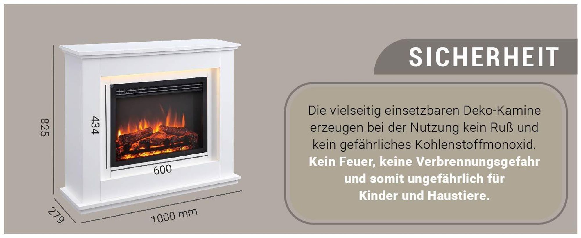 Elektrokamin Standkamin BALDERIA Baldur – Heizung bis 2000 W, weiss