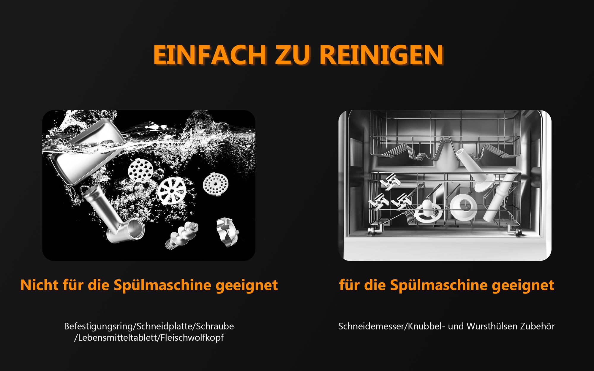 STANEW 4-in-1 Fleischwolf elektrisch 3500 W, Elektrische Wurstmühle mit 3 Edelstahl-Schleifplatten (4/8 mm, fächerförmig) und 3 Klingen