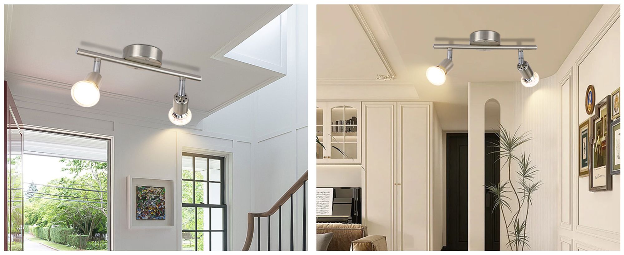 ZMH LED Deckenstrahler Schwenkbar GU10 Deckenleuchte Deckenspots 2 Flammig Wandleuchten Bad Deckenlampe Küchen Flur Schlafzimmer Leuchtmittel Enthalten