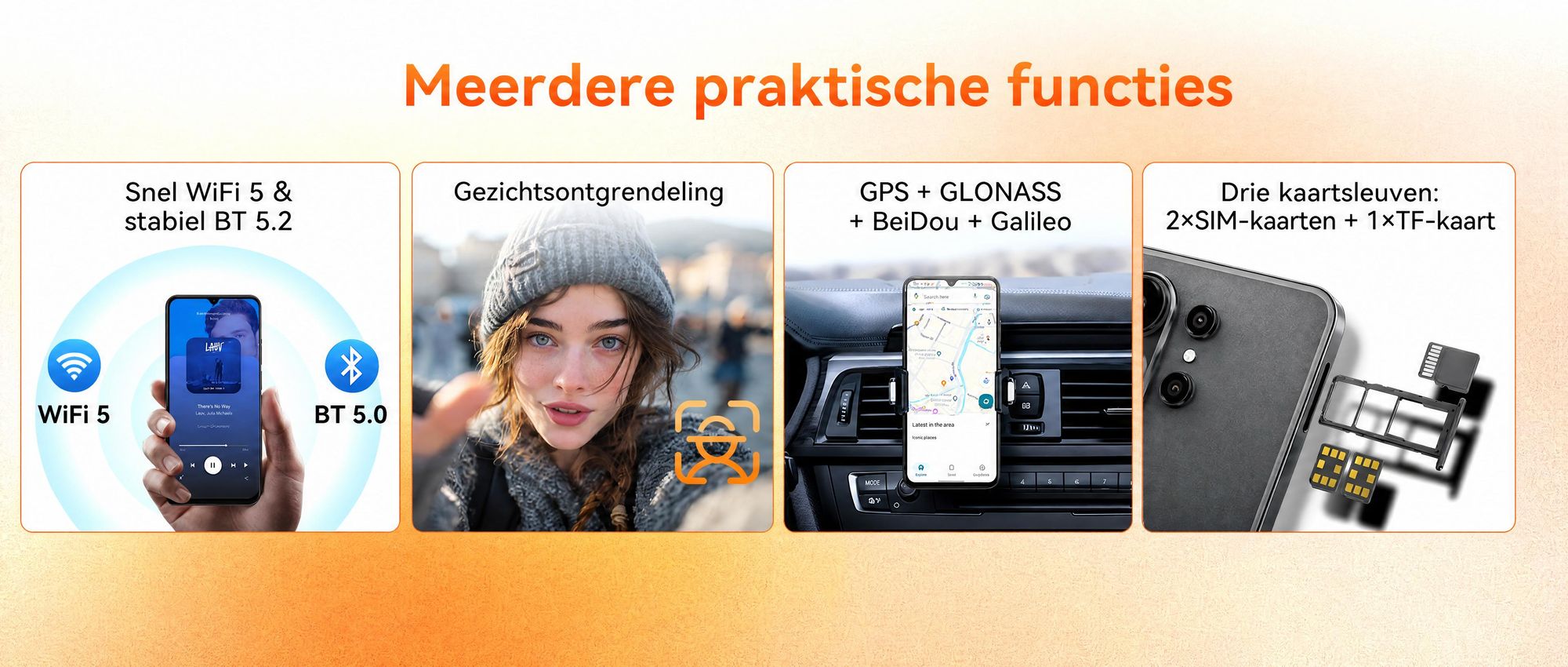 Blackview Wave 10C smartphone, zonder abonnement, Android 16, 6,88 inch, 120Hz, 1080p, Dual SIM, gezichtsherkenning, 5000 mAh, Gemini AI, DokeOS 5.0, 1080p, 4G