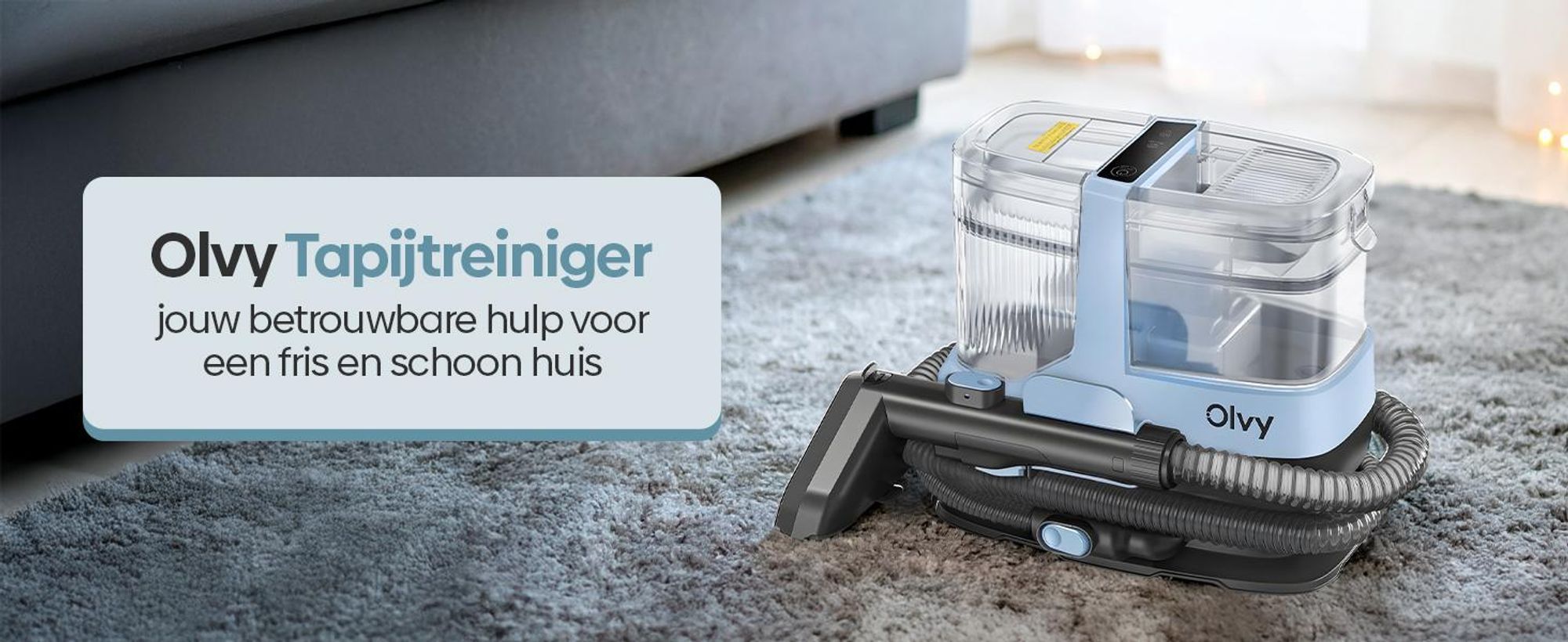Olvy tapijtreiniger, natzuigapparaat, 17.000 PA – Krachtig natzuigapparaat en tapijtreiniger voor banken, auto's en tapijten, inclusief accessoires en reinigingsmiddel