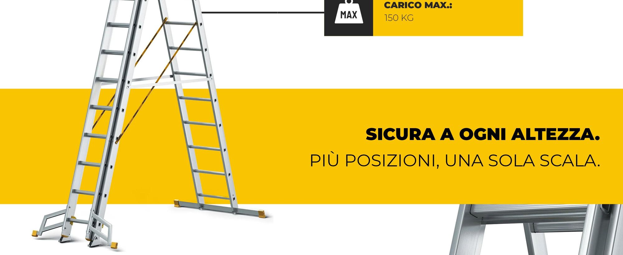 Drabest | Scala - multifunzione - multiuso in alluminio - Portata 150kg - 3 sezioni - 3X13 gradini