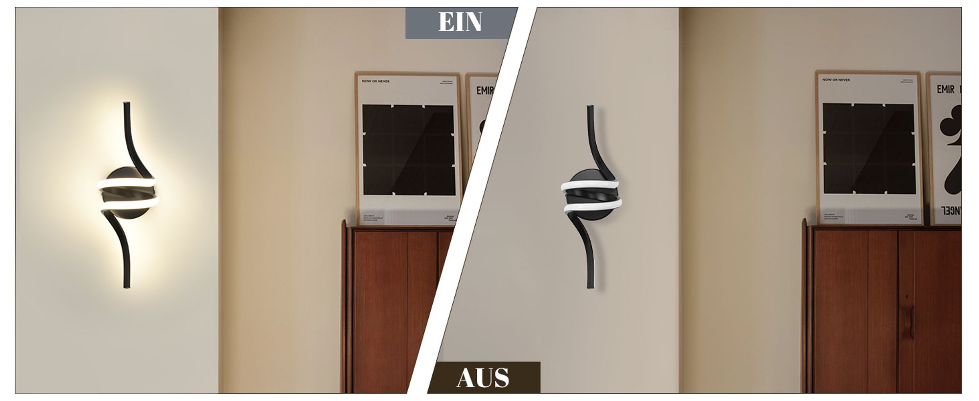 ZMH Wandlampe Innen LED Wandleuchte Schwarz Wand Lampe für Treppenhaus Flur Wohnzimmer Schlafzimmer Balkon Modern Design Aluminium Wandbeleuchtung 7W Warmweiß 3000K