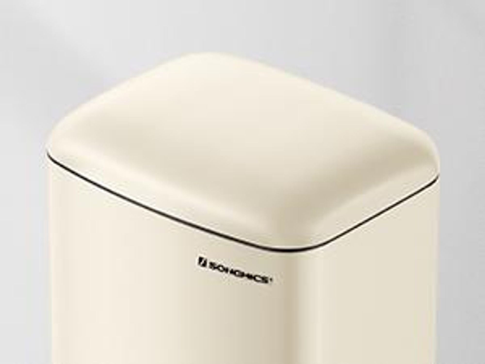 SONGMICS Mülleimer, 30 Liter Abfalleimer, Treteimer aus Stahl, mit Inneneimer und Deckel, Softclose, luftdicht, für die Küche, cremeweiß LTB001A01