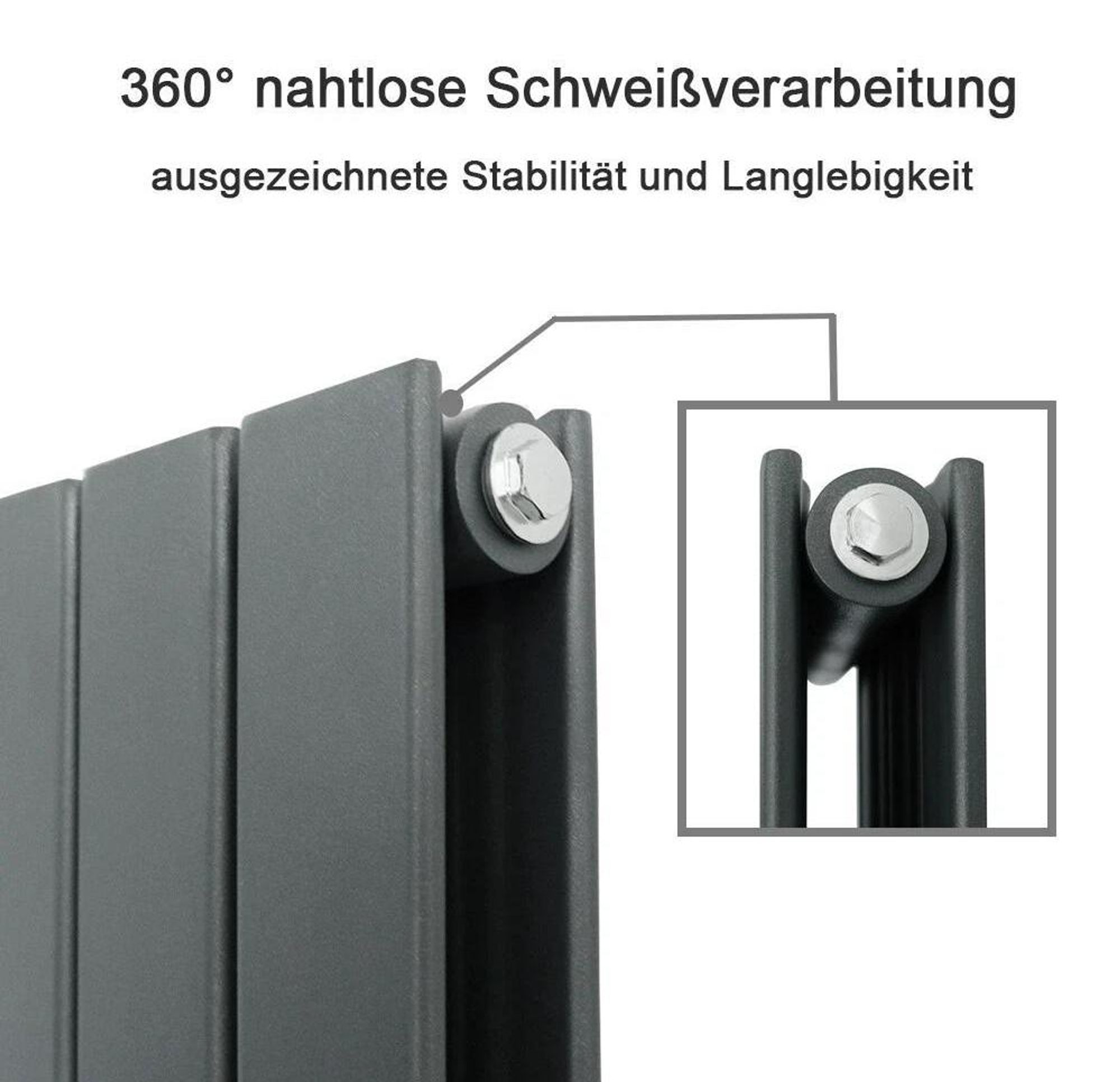 AICA Design Flach Heizkörper Paneelheizkörper Vertikal Mittelanschluss Doppellagig 1800x450mm Weiß