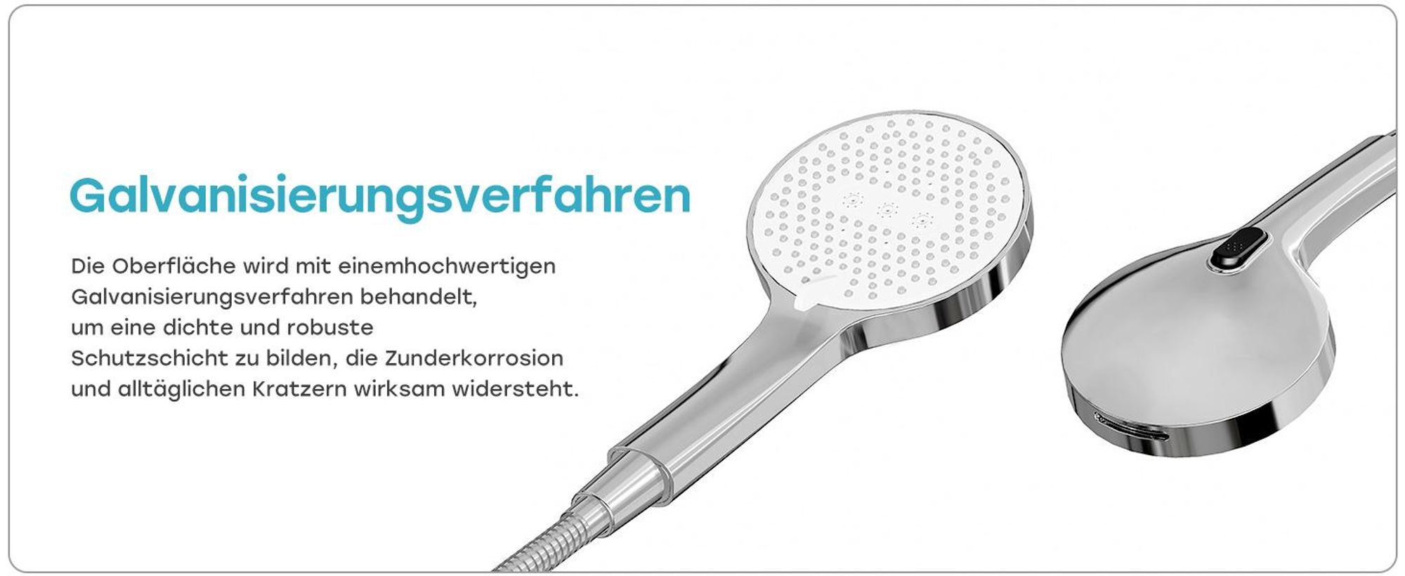 HOROW Duschset, 5 Modi Strahlarten Duschkopf, Regendusche Set Chrom mit Messing Ventilkern, Höhenverstellbar, große 25 cm Kopfbrause Rund