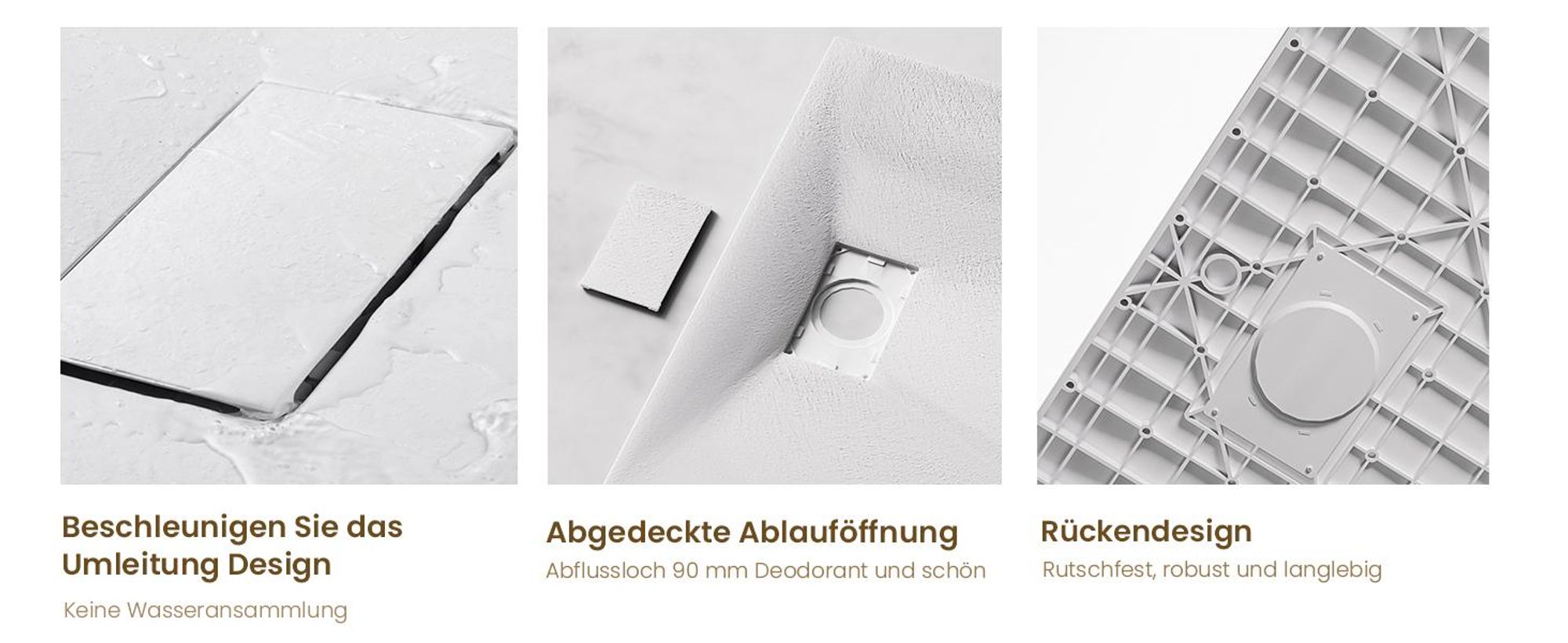 EMKE Duschwanne Flach Rechteckig 120x90cm Duschtasse mit Rutschfeste Struktur in Weißer Steinoptik