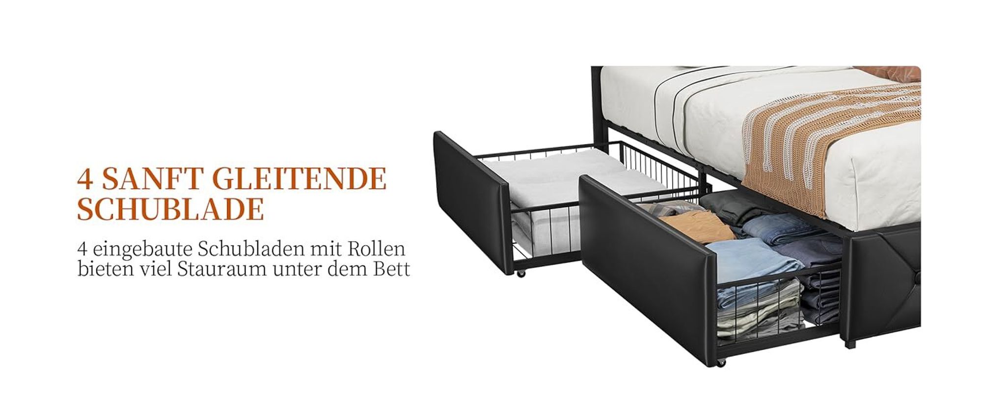 4 flexible Schubladen