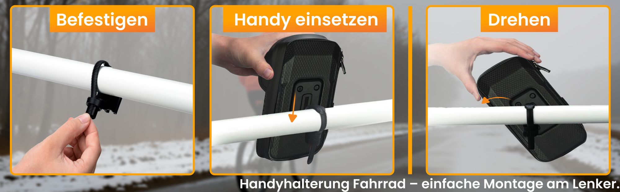 R2B Handyhalterung Fahrrad Wasserdicht - Universal fahrrad Handyhalterung, extra robuste Ausführung, Handyhalter fahrrad für Mountainbikes, Motorräde