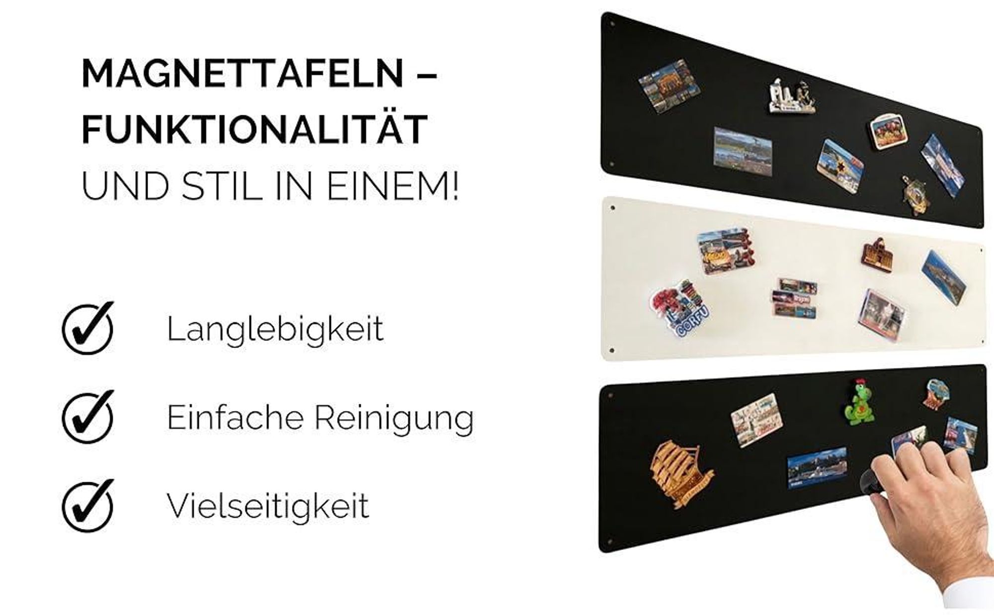 STALFORM Leicht Magnettafel Weiß 62,5x20 cm aus Edelstahl Magnetwand Pinnwand Magnetisch Groß Magnetboard Küche, Büro, Kinderzimmer