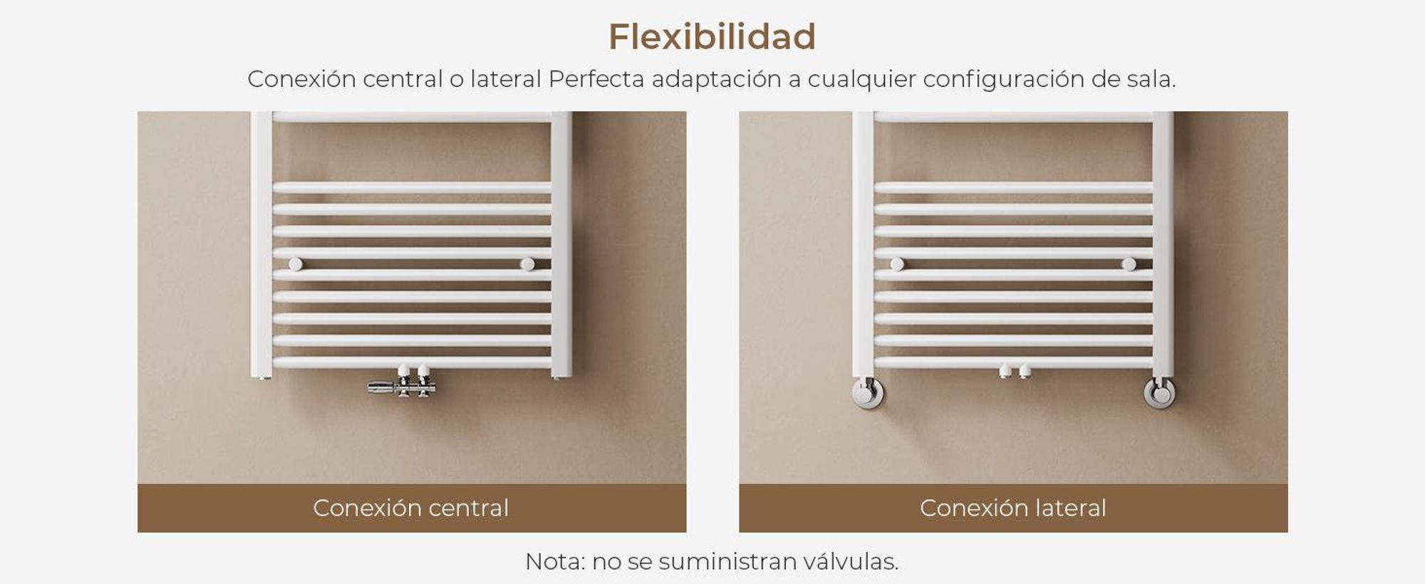Radiador toallero de 180 x 60 cm, 860 W, blanco, con conexión central, diseño recto, secador de toallas – S'AFIELINA