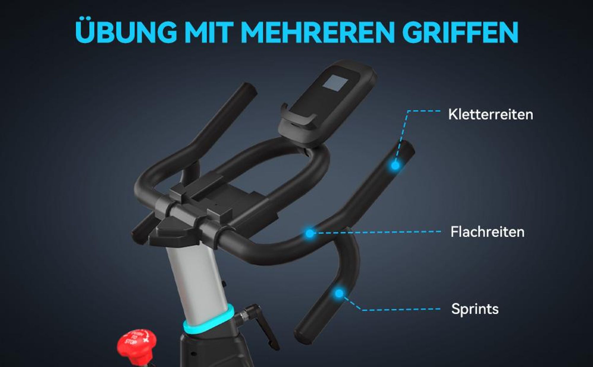 Heimtrainer Fahrrad mit App, Ergometer Hometrainer Fahrrad mit Verstellbarem Widerstand, Leises  Bike Indoor mit LCD-Monitor, Belastbar 160 kg