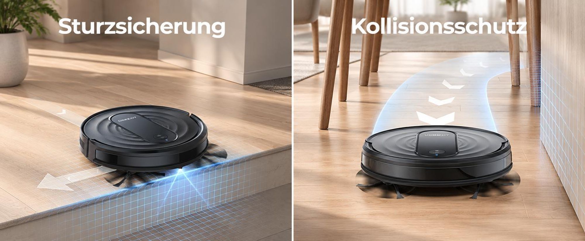 Airzeen Saugroboter mit Wischfunktion , 3in1 Roboterstaubsauger 8000Pa Starke Saugleistung Leiser Roboter-Staubsauger, App/WiFi, 120 Min Laufzeit