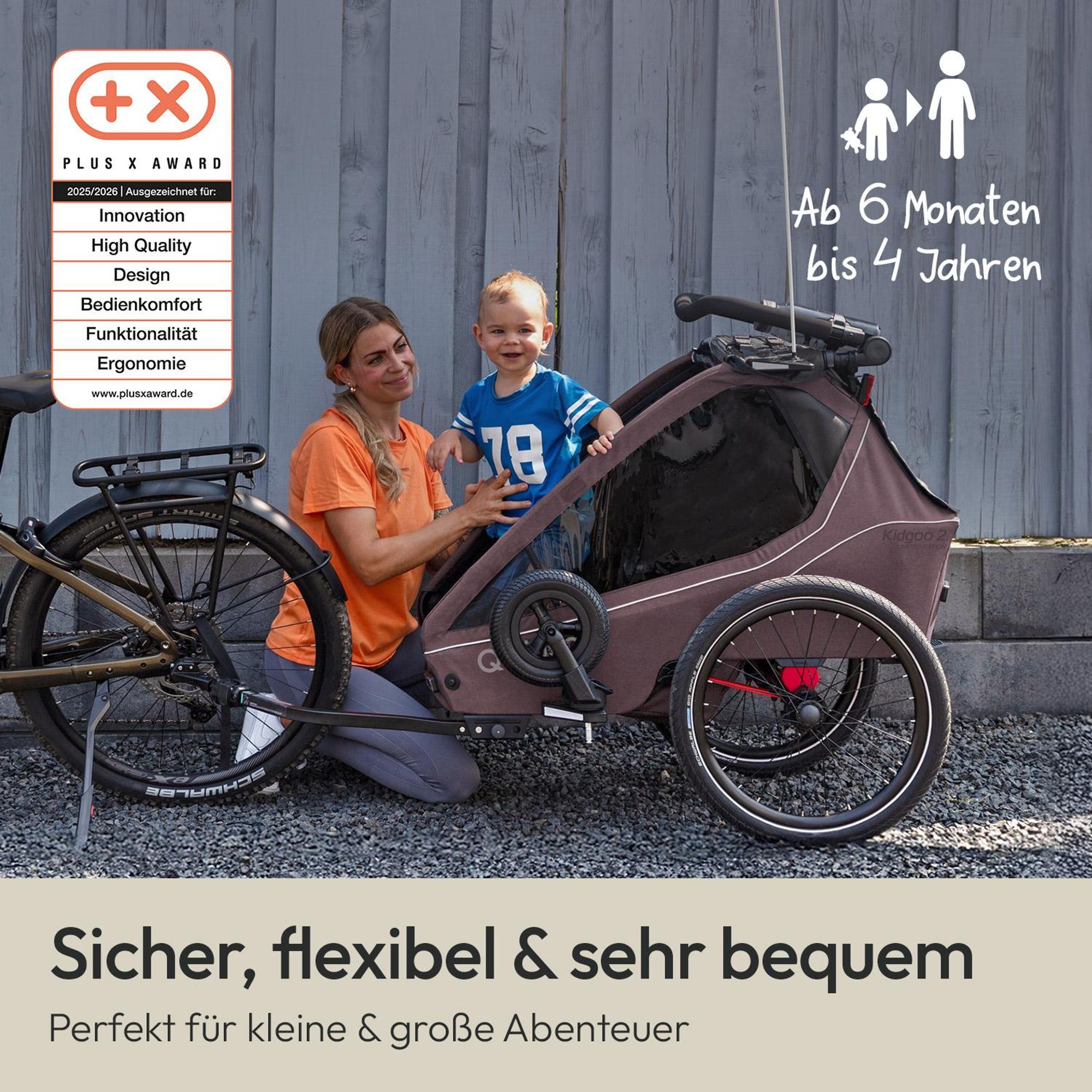 Qeridoo Kidgoo 2- Kinderfahrradanhänger für 2 Kinder, Farbe: Wildberry Violet