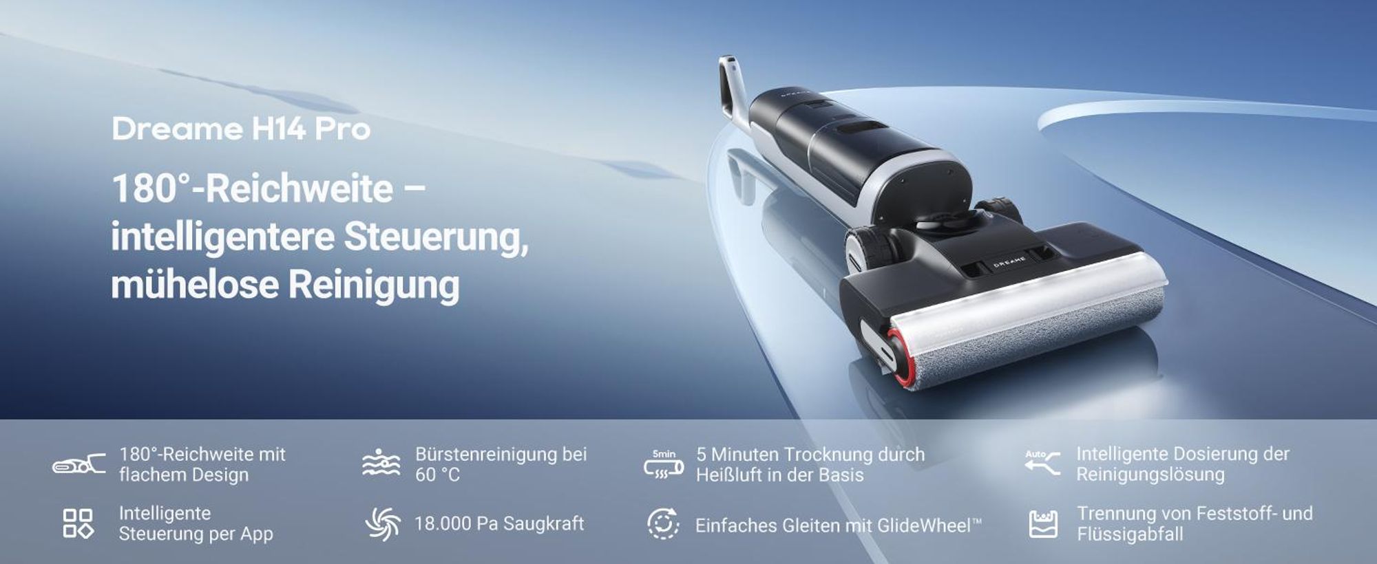 Dreame H14 Pro Nass- und Trockensauger 180° Reichweite-intelligente Steuerung, mühelose Reinigung