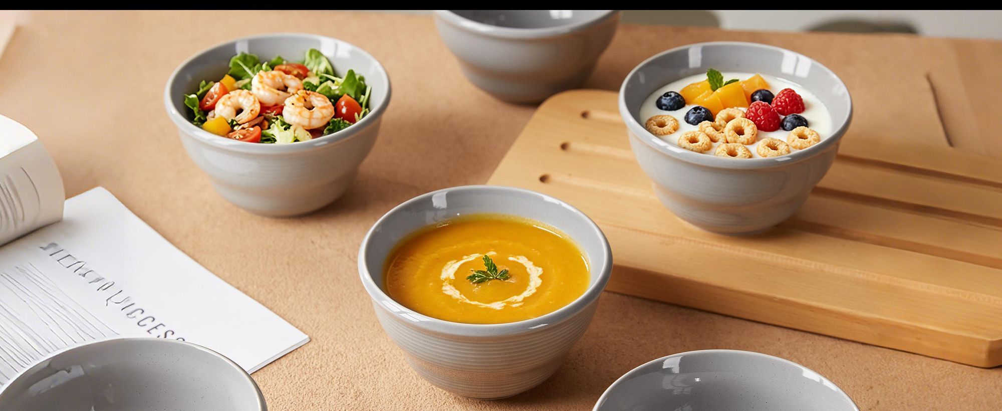 6-teiliges Schalen Set Ø11,7 cm Keramik Müslischalen, Dessert-, Snack- & Eisschalen für 6 Personen – mikrowellen- & spülmaschinenfest