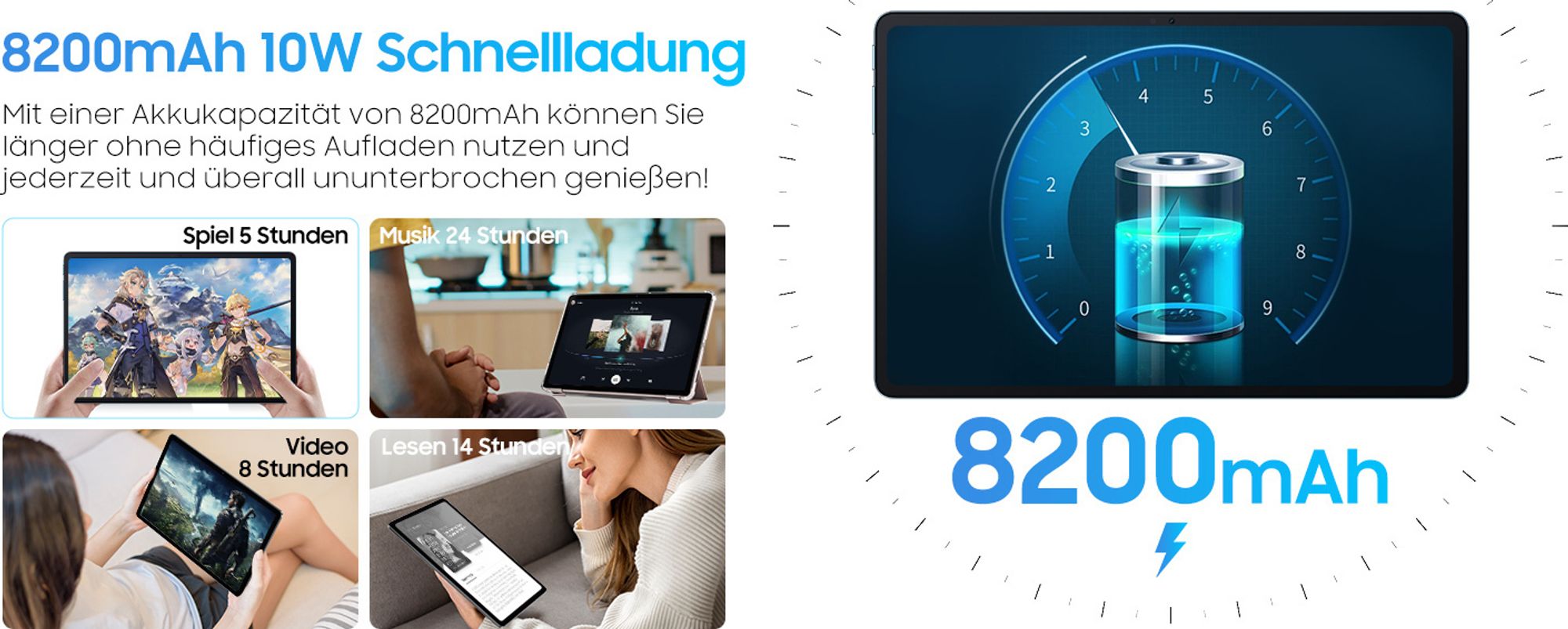 Blackview Tab90 WiFi, 11 Zoll Tablet, Android 15, 12GB( 4+8)RAM+128GB/2TB TF, Octa-core T606, 8200mAh, 5G WiFi, Dual-Kamera 13 MP + 8 MP