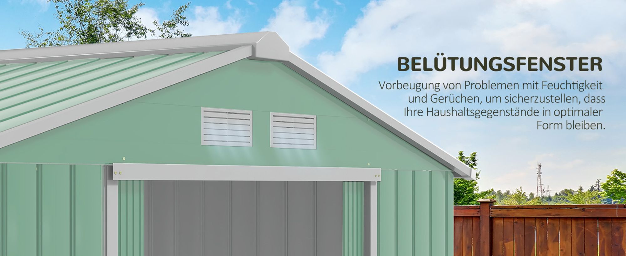 Outsunny Gerätehaus mit Fundament Geräteschuppen Gartenhaus Schuppen Stahl Grün