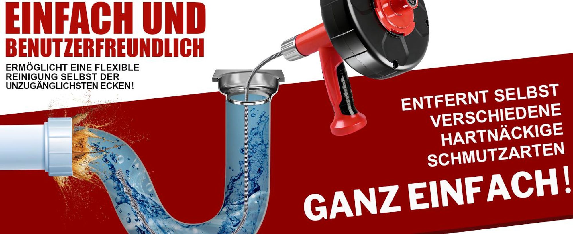 9.5M/Ø12mm Rohrreinigungsspirale Rohrspirale 2-in-1 Manuell & Bohrerantrieb Reinigungsspirale Für Rohr≤ Ø80mm Badewanne Waschbecken Bodenablauf Ablauf