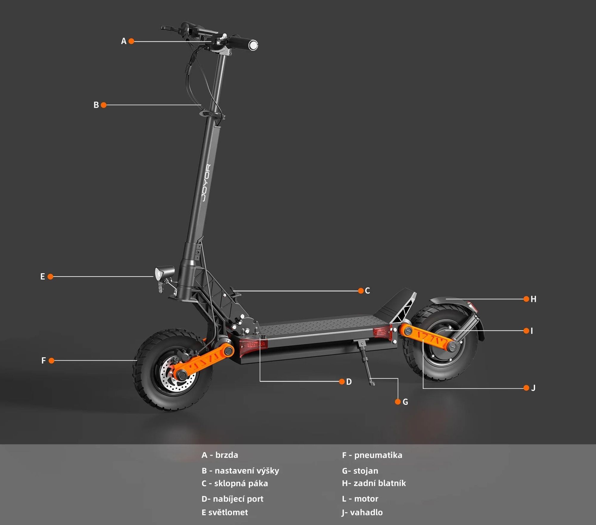 JOYOR S10-S-Z Elektrokoloběžka S Funkcí Blinkru - Motors 1000W*2 Baterie 60V18AH Dojezd 70KM Kotoučová Brzda - Černá