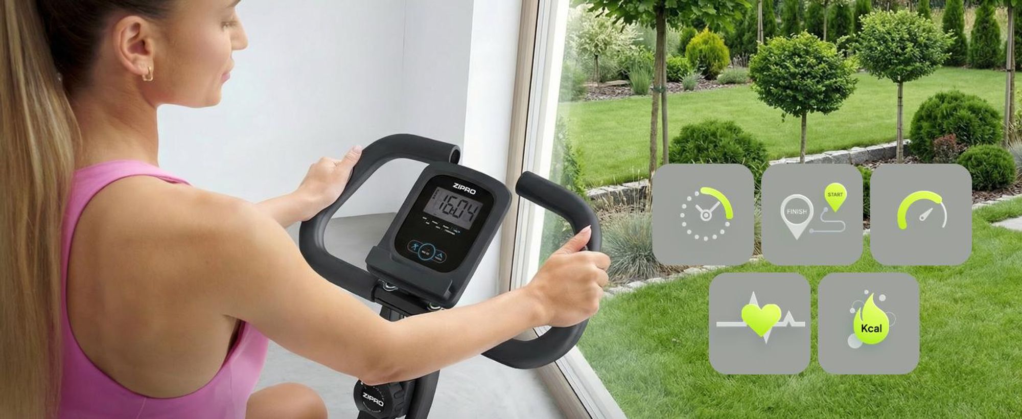 Zipro Heimtrainer Fahrrad Future X – Klappbares X-Bike für kleine Wohnungen – Magnetisches Fitnessbike, Platzsparend Leise Pulsmessung, Tablethalter
