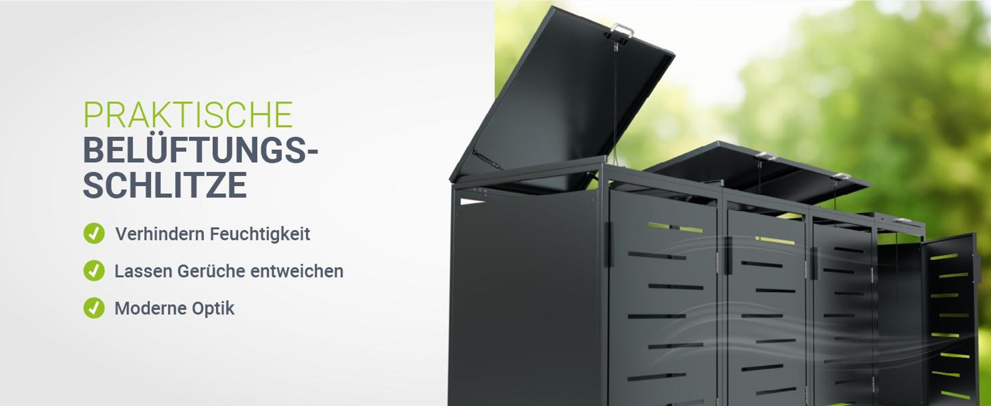 Juskys Mülltonnenbox Arel 4er - Metall Gartenbox - Anthrazit