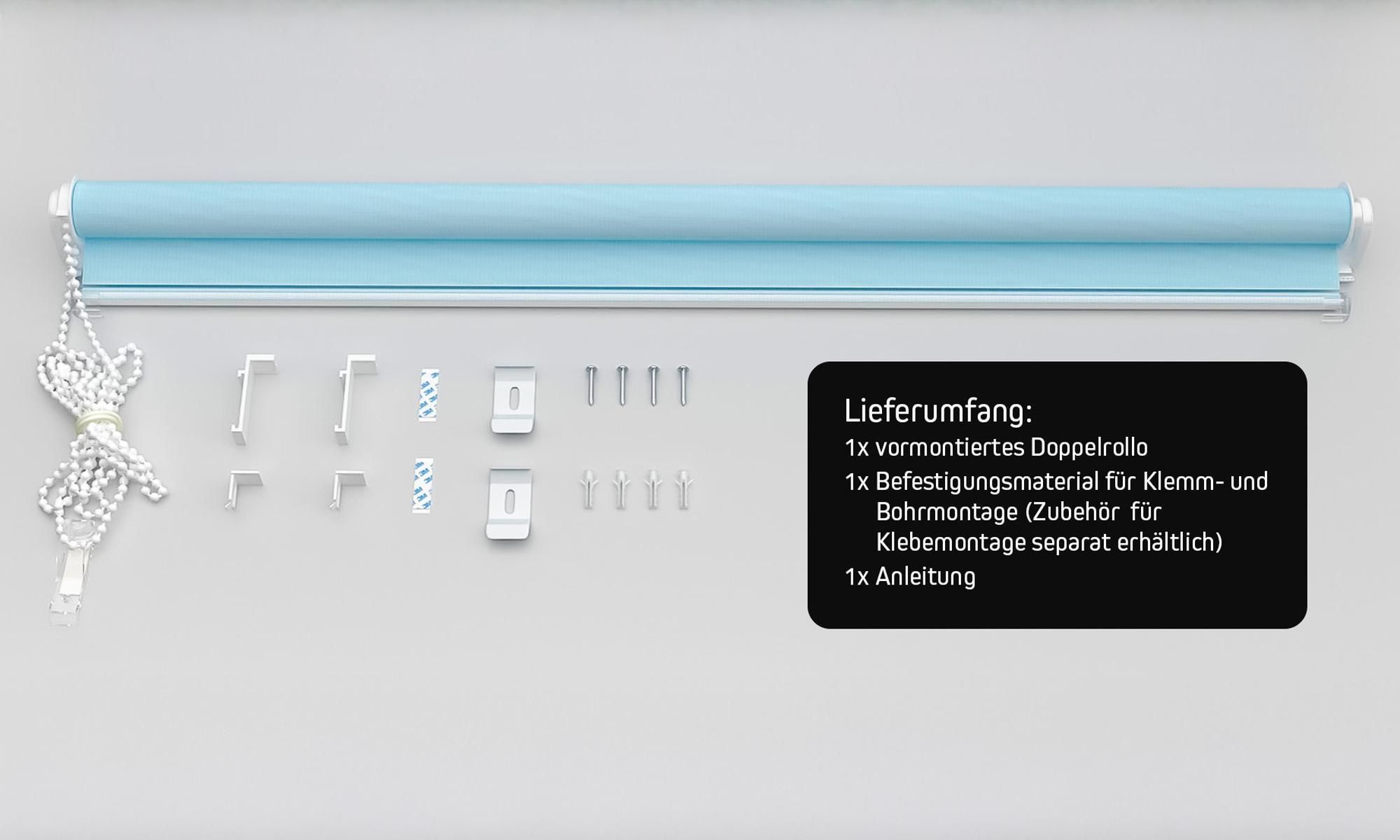 Victoria M. Zevra Doppelrollo / Duo Rollo, 105 x 160 cm, weiß lichtfilternd & blickdicht | Klemmfix & Bohren möglich, UV-beständig, inkl. Kindersicherung