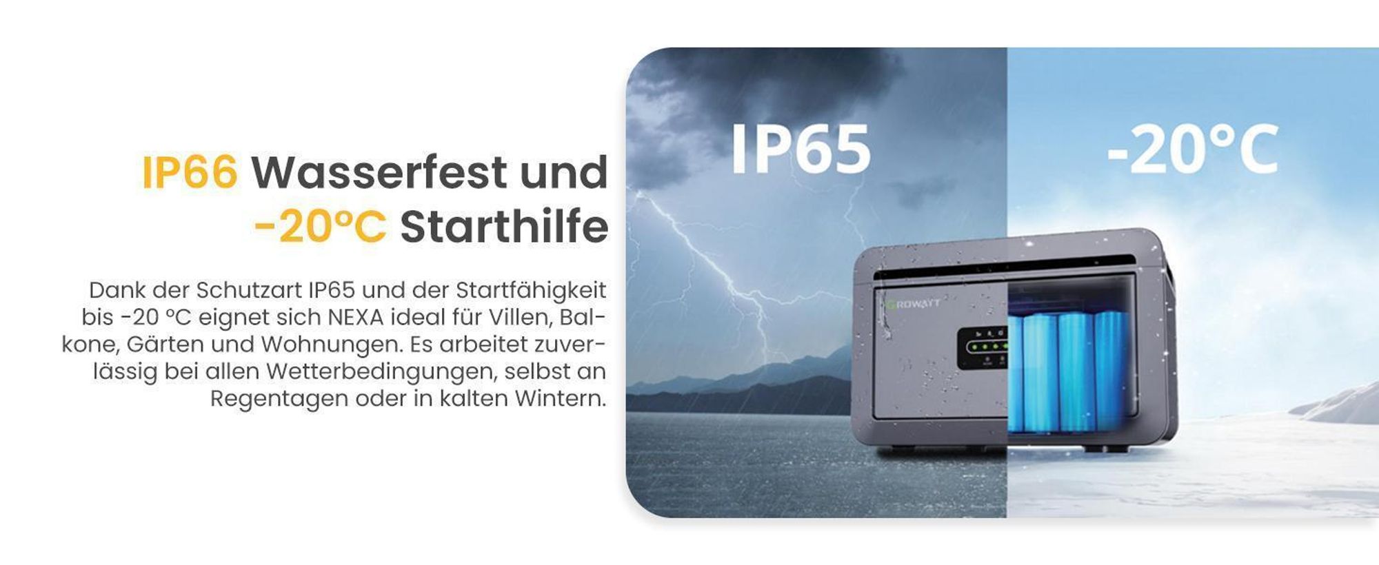 Powerness Balkonkraftwerk mit Speicher Growatt NEXA 2000 All-in-One 2048Wh Speicher mit JA Solar 2000W Full Black Bifazial Solarmodule