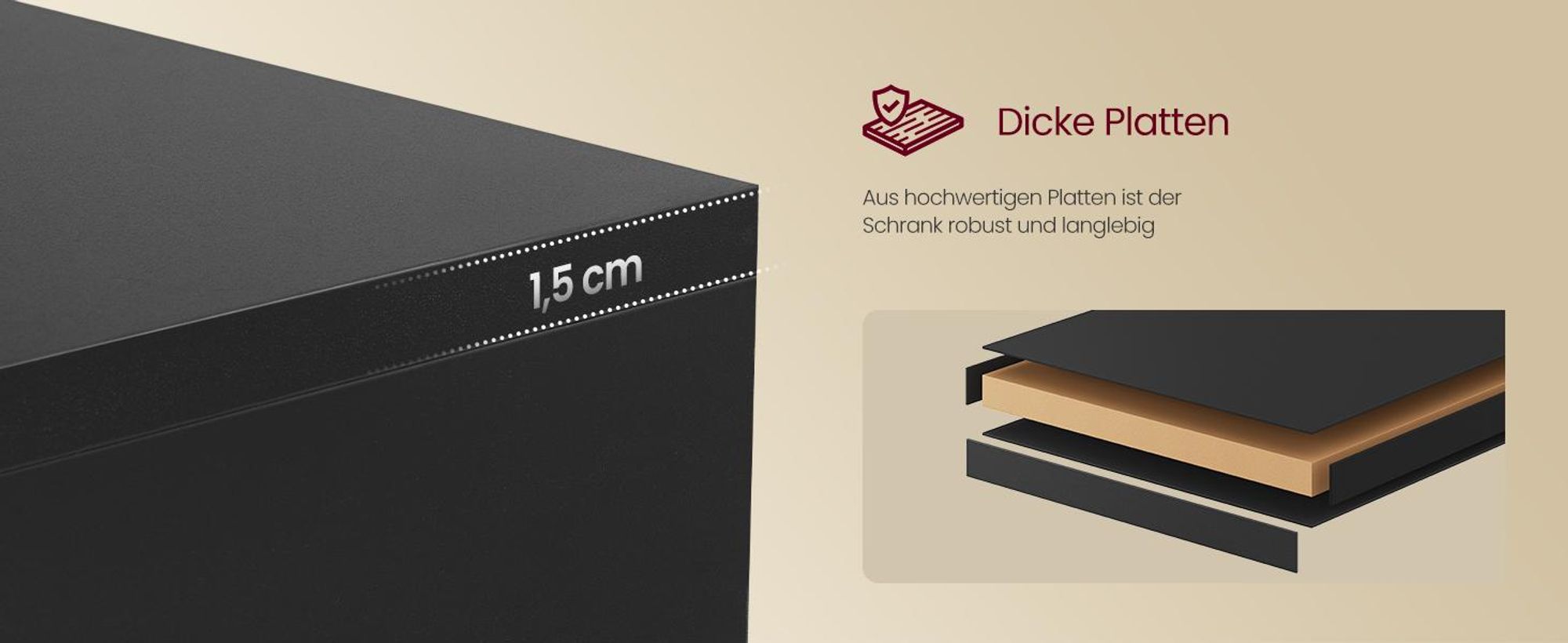 VASAGLE Rollcontainer, Aktenschrank 2 Schubladen, abschließbar, Büroschrank