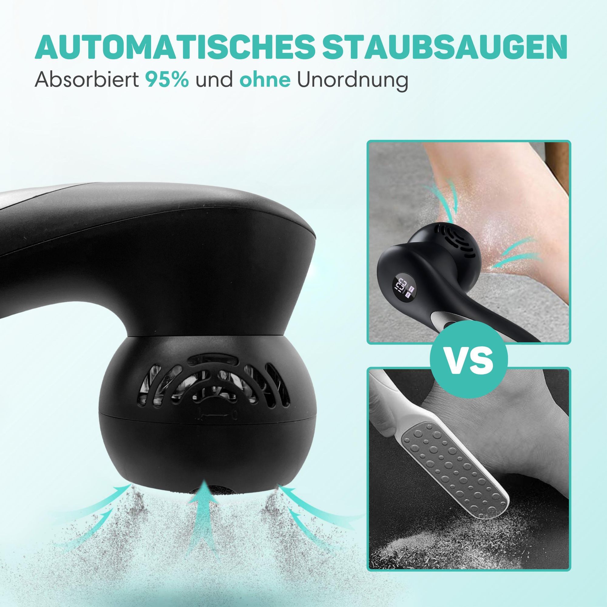 Vulpes Goods Elektrischer Hornhautentferner PRO, Professionelles Hornhautentferner Set, Fußfeile, USB Wiederaufladbar, Wasserdicht