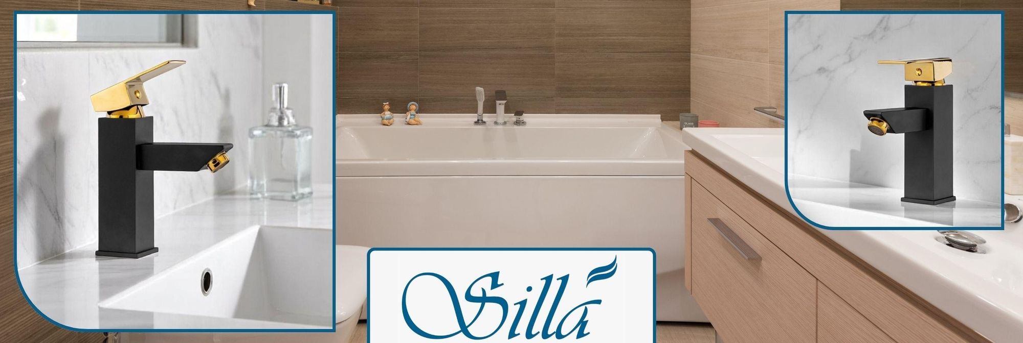 Silla, Schwarz, Gold, Wasserhahn Bad, Wasserhahn, Badarmatur, Waschtischarmatur