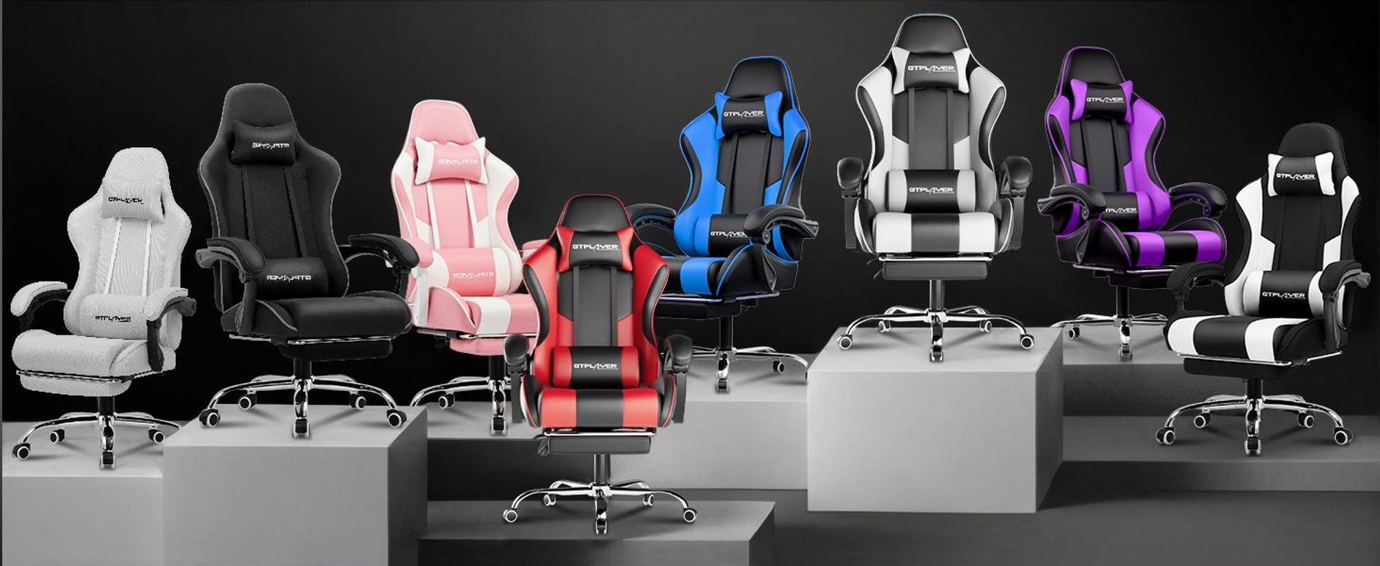 GTPLAYER sedia da ufficio sedia da gioco in tessuto poltrona da gioco Sedia da gioco ergonomica con poggiapiedi, poggiatesta cuscino lombare, sedia da gioco imbottita, bianco