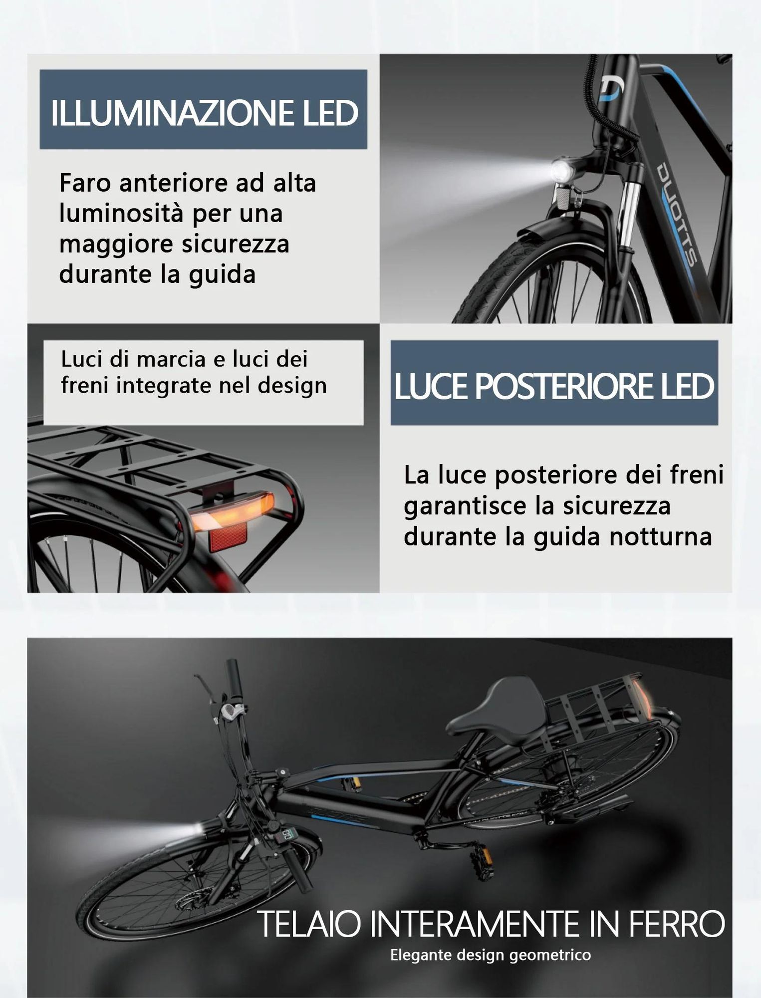 Bicicletta Elettrica Duotts C29 Lite - Motore 250W Batteria 36V13AH Pneumatici Da 27.5" Freni A Disco - Blu Nero