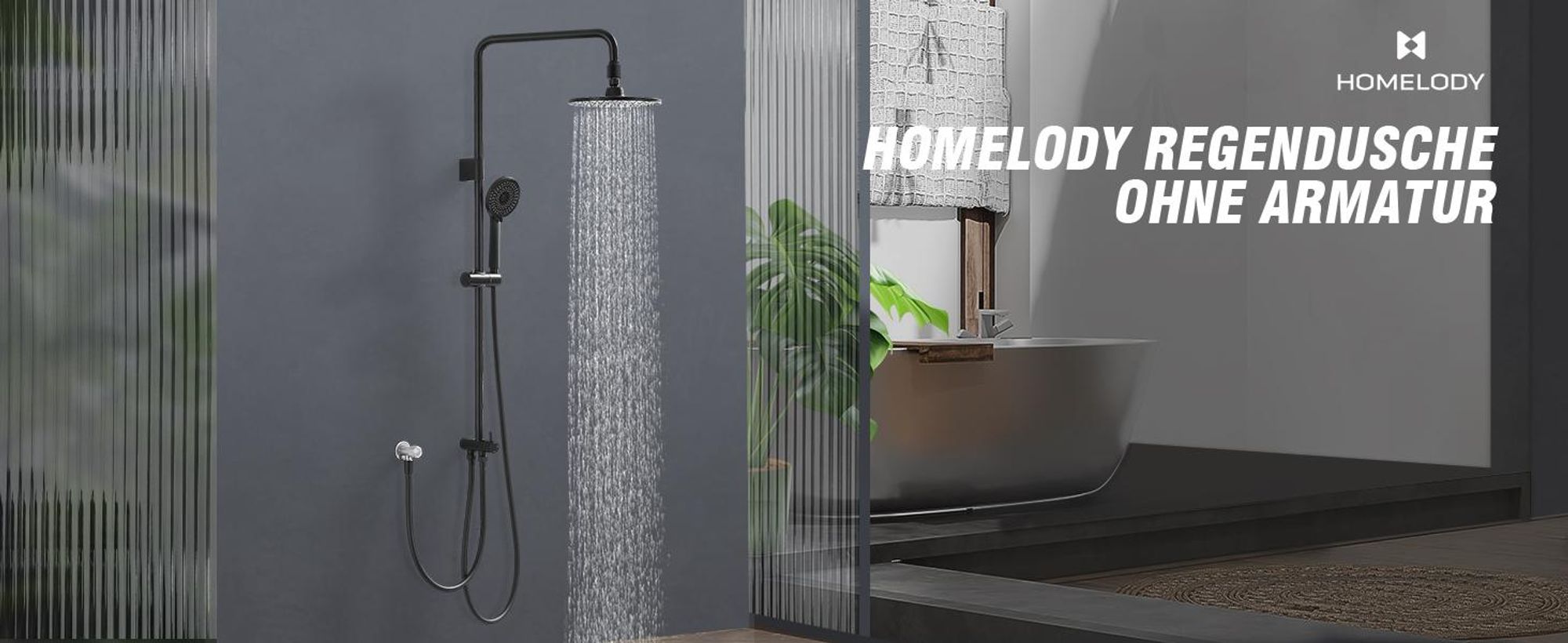 Duschsystem Regendusche Duschset mit Überkopfbrause Handbrause 2 Filter, Duschsäule mit Umsteller, Edelstahl, Vier Wassersprühfunktionen, Schwarz